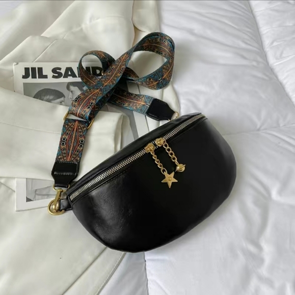 Black Faux Leather Fanny Pack Crossbody Bag - Picture 4 of 4